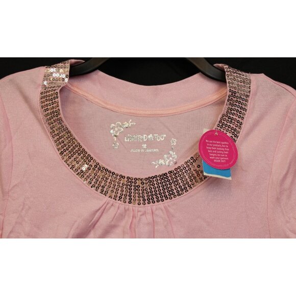 Y2K Limited Too Sparkle T-Shirt sz 18 Sequin Neck Jr Pre-Teen Retro Half Sleeve - Picture 5 of 9